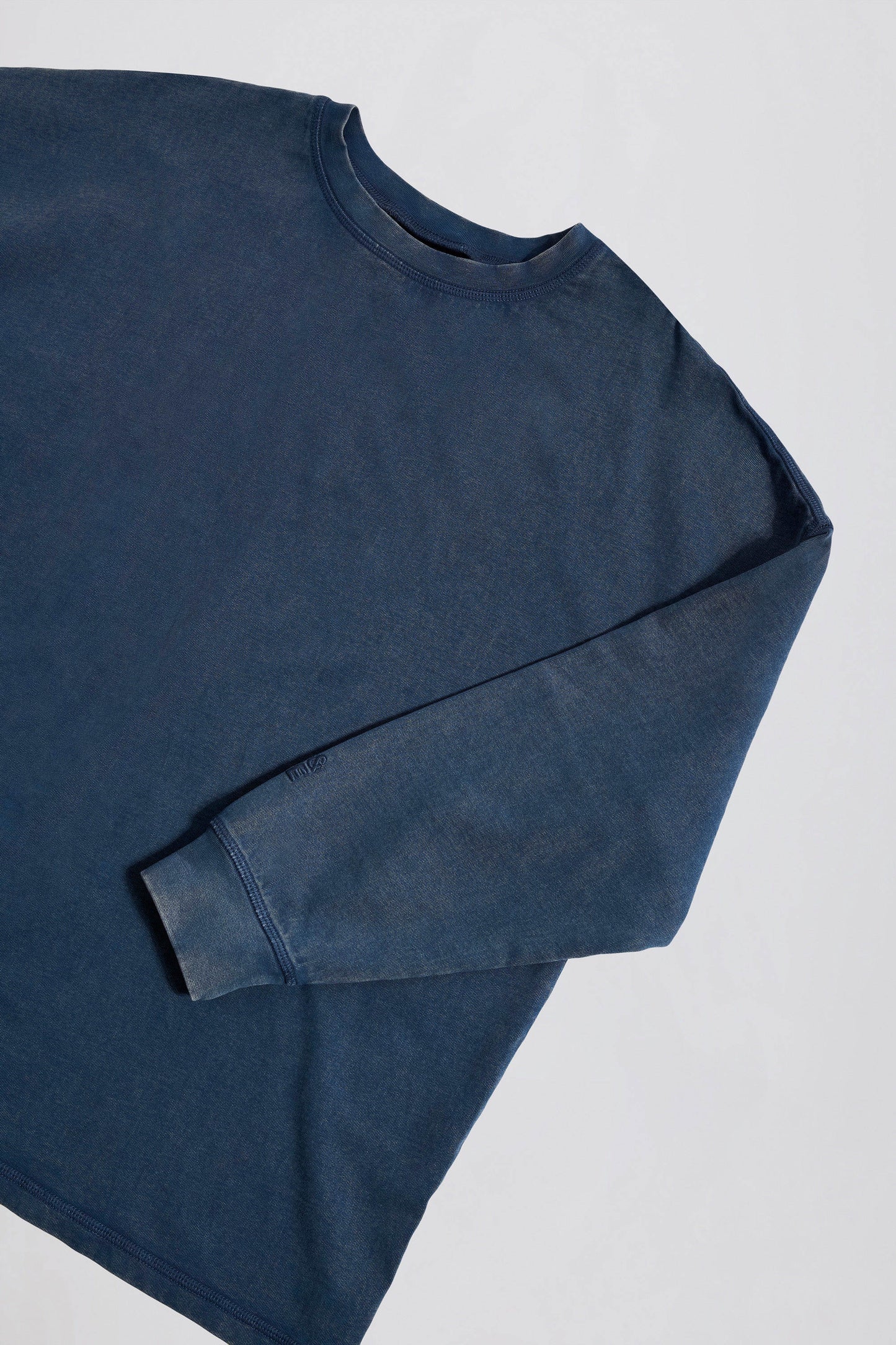 Acid Wash Long-Sleeve Oversized T-Shirt in Blue